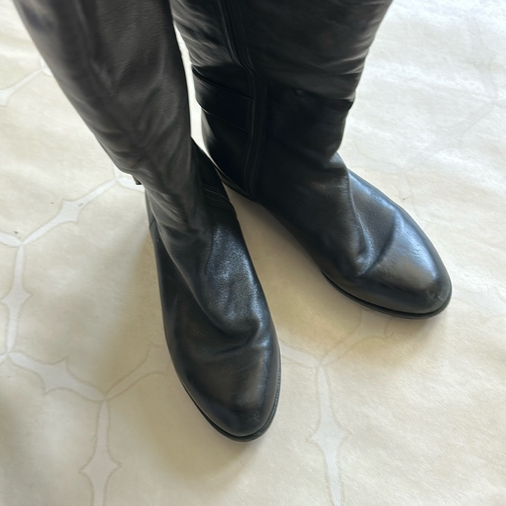 Via Spiga Leather Black Moto Leather Boots Size 7.5